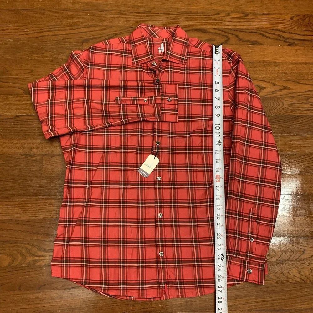 NWT johnnie-O Luton Featherweight Shirt Mens Medium Plaid Button Up Long Sleeve - Picture 3 of 6